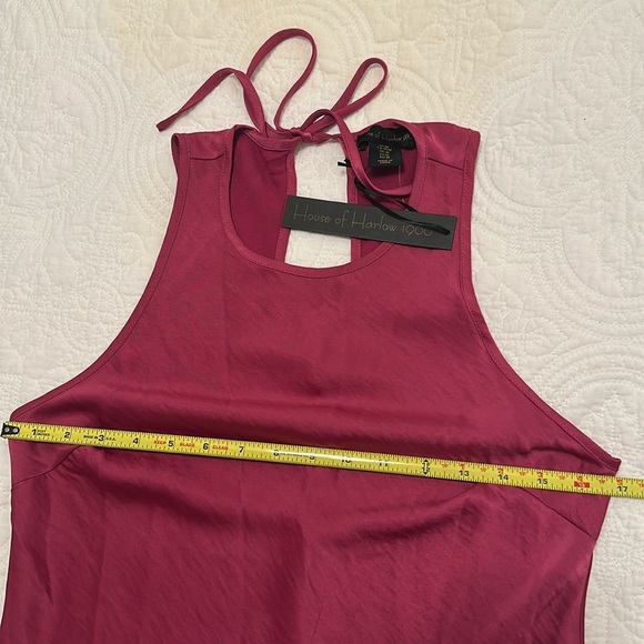 NWT House of Harlow 1960 Deep Pink Magenta/Raspberry Satin Bias Cut Dress - Picture 11 of 12